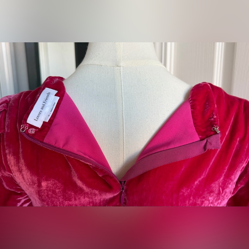Lovers + Friends Kimora Velvet Mini Dress Long Sleeve Magenta Pink Size XS - Picture 9 of 13